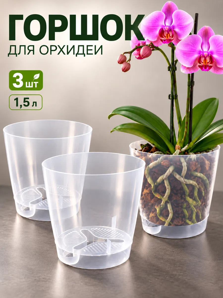 Прозрачные горшки со вставками, 1,5 л